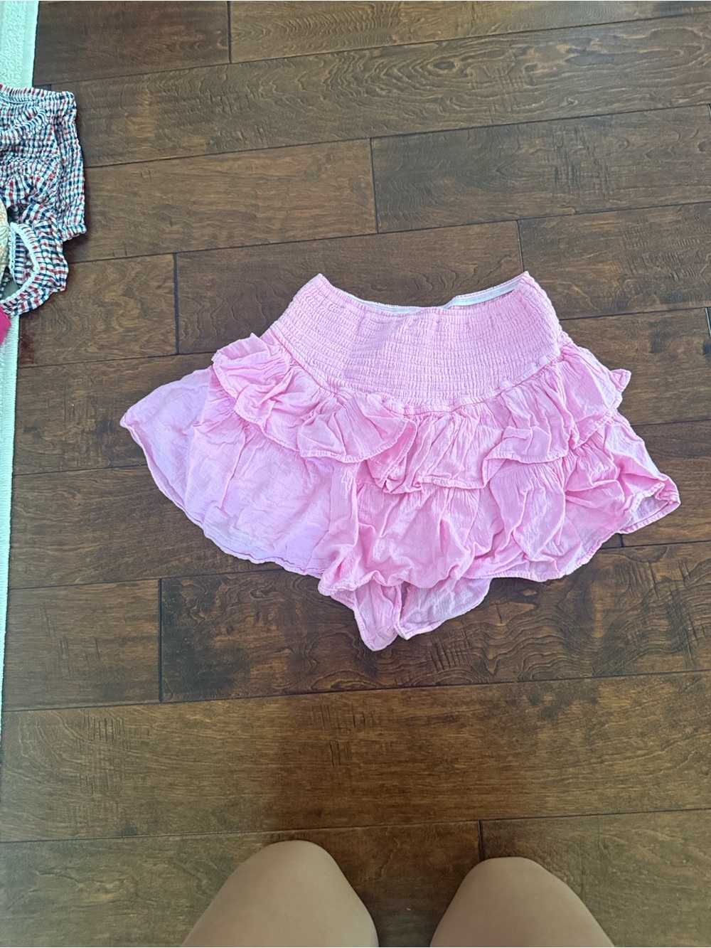 Girls' Pink Ruffle Skort with Smocked Waist